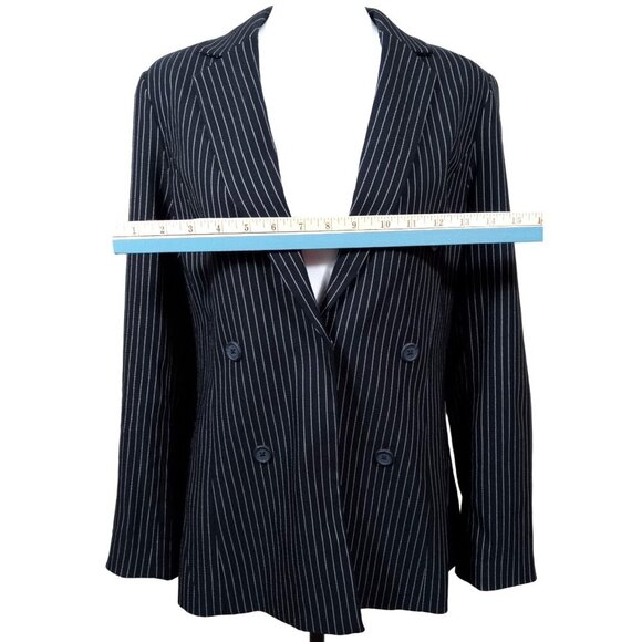 Who What Wear Womens Black/White Pinstripe Blazer Size Medium - Picture 3 of 9